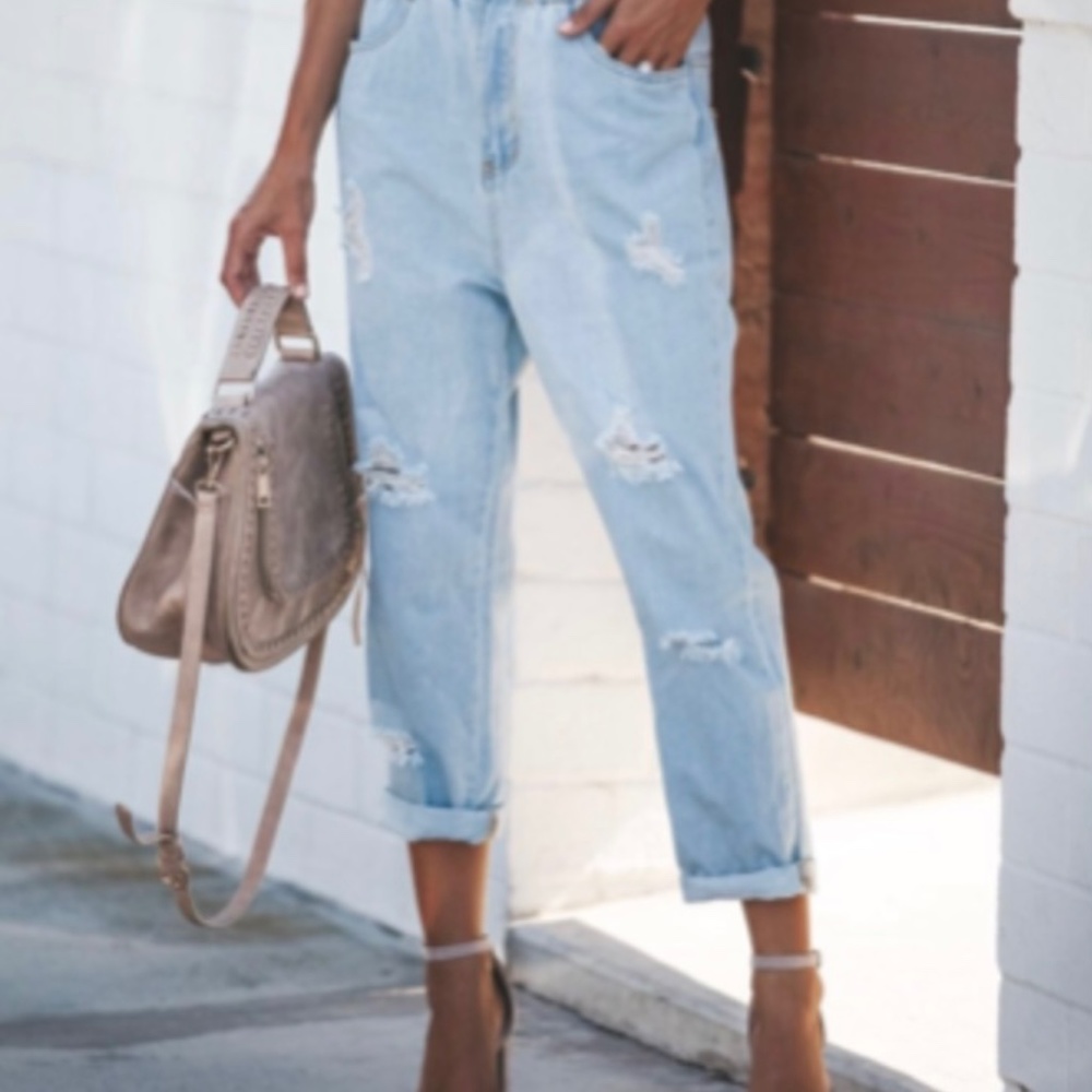 Paper bag boyfriend jeans